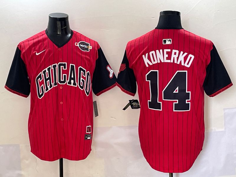 Men Chicago White Sox #14 Konerko Red Stripe Joint Name Nike 2025 MLB Jersey style 12